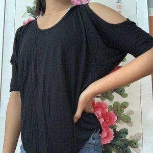Black cold shoulder half sleeve shirt